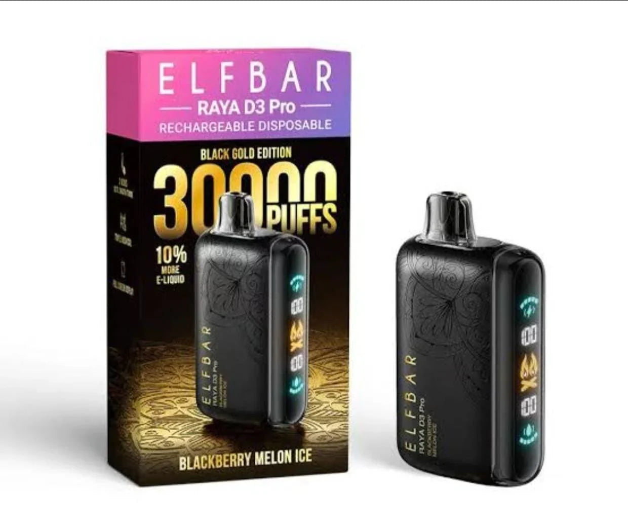 ELF BAR RAYA D3 PRO 30K PUFFS DISPOSABLE VAPE 10% More E-Liquid