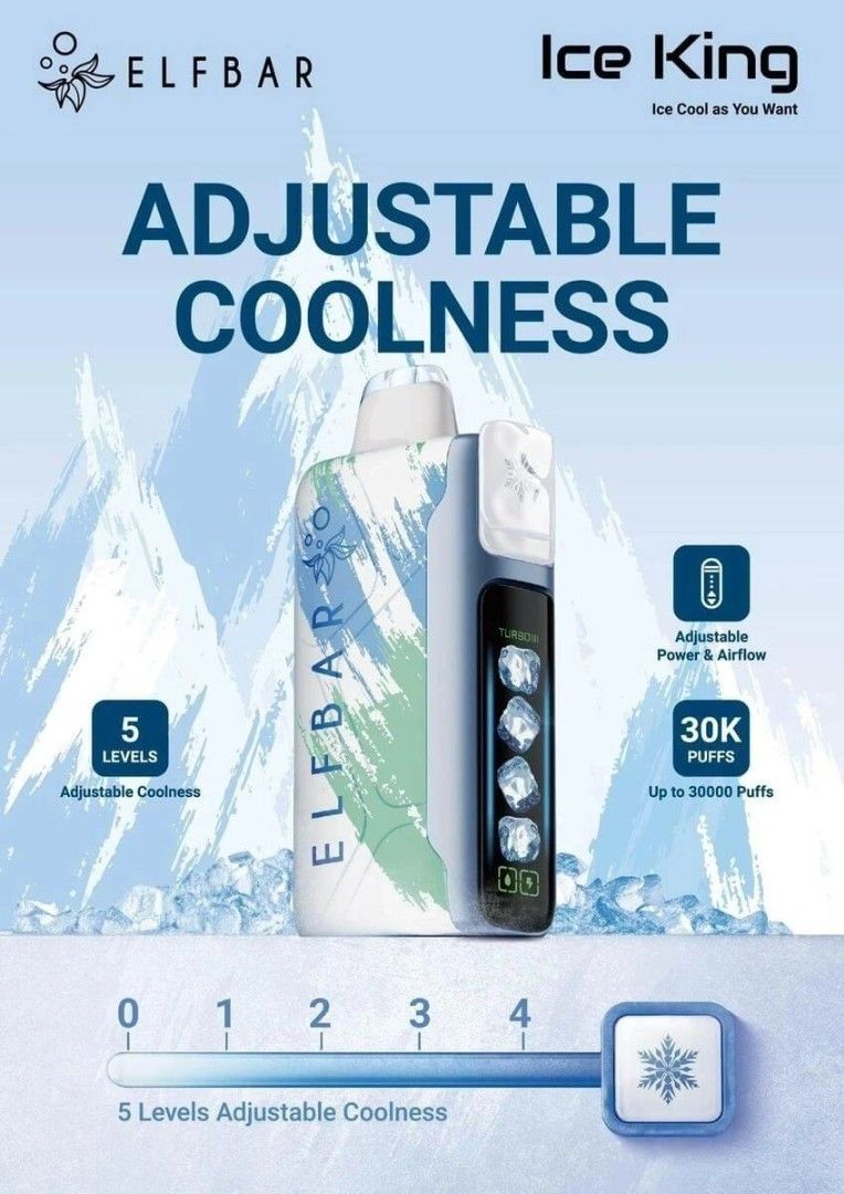 Elf Bar Ice King - 5 Level Adjustable Coolness - 30k Puffs
